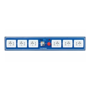 • Interruttore magnetotermico differenziale bipolare In 16A / Idn 30 mA; • 6 prese schuko 10/16A + 6 prese italiane 10/16A con spia rossa presenza rete; • Pulsante di emergenza.