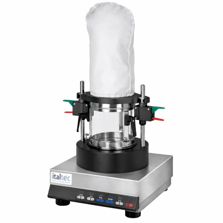 Essicatore a letto fluidizzato per laboratorio di ingegneria chimica utilizzato per esercitazioni su essiccazione di materiali organici, chimici e farmaceutici.
