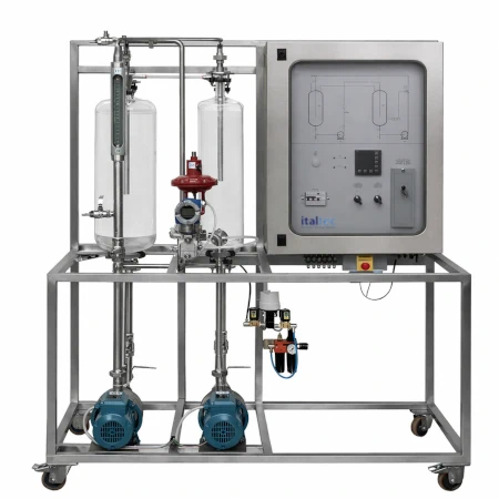 Unità didattica per il controllo di livello con pompe centrifughe, valvola pneumatica e software SCADA per formazione sul controllo di processo industriale