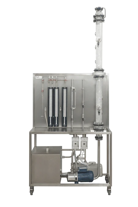 Impianto pilota di assorbimento gas liquido per laboratori di ingegneria chimica.