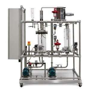 Sistema di Controllo Multi-Processo composto da una colonna di vetro integrata in un circuito idraulico chiuso.