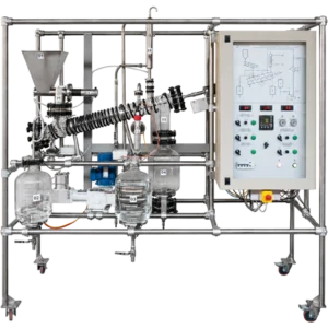 L’Impianto Pilota di Estrazione Solido-Liquido è progettato per lo studio del processo di estrazione solido-liquido in controcorrente, utilizzando un estrattore continuo a coclea. Il materiale solido, contenuto in una tramoggia, viene alimentato all’interno dell’estrattore tramite una coclea.